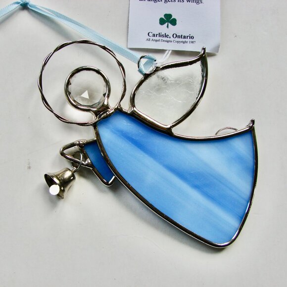 Guardian Angel Stained Glass Christmas Ornament Silver Metal Bell BRAND NEW NWT - Picture 7 of 7